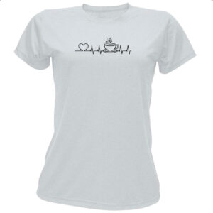 Camiseta Baby Look Cafe batimento cardiaco