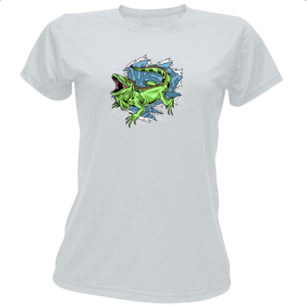 Camiseta Baby Look Camaleao rasgando a camisa