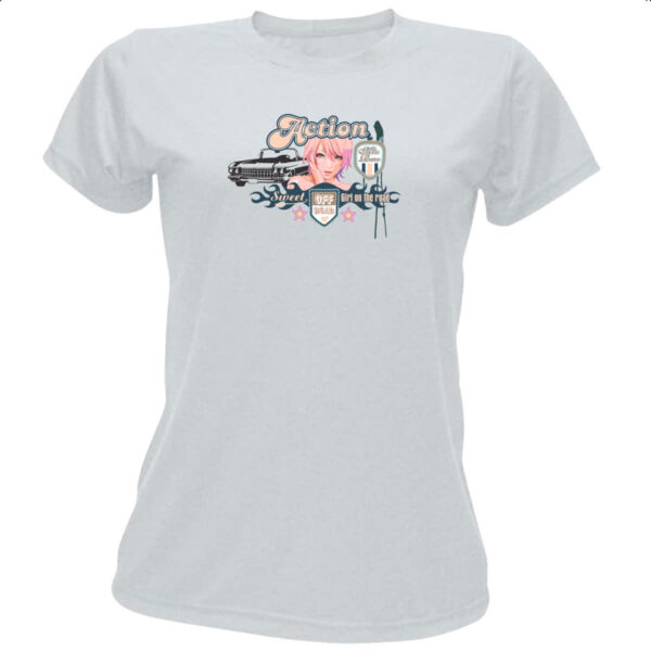 Camiseta Baby Look Action Girl on the road