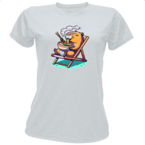Camiseta Baby Look Capivara ferias comendo lamen