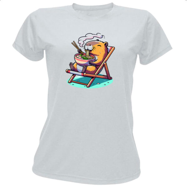 Camiseta Baby Look Capivara ferias comendo lamen
