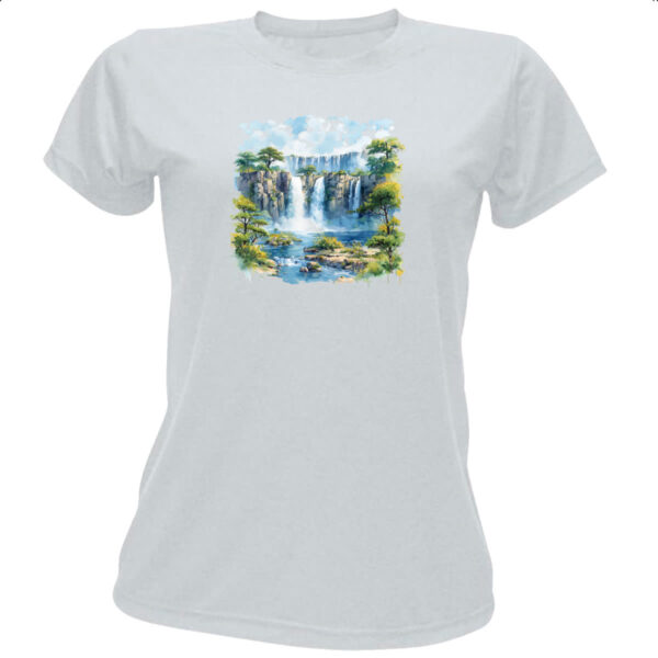 Camiseta Baby Look Cataratas do Iguacu watercolor