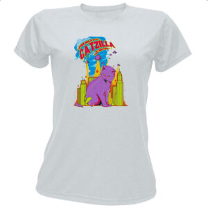 Camiseta Baby Look Catzilla o gato Godzilla