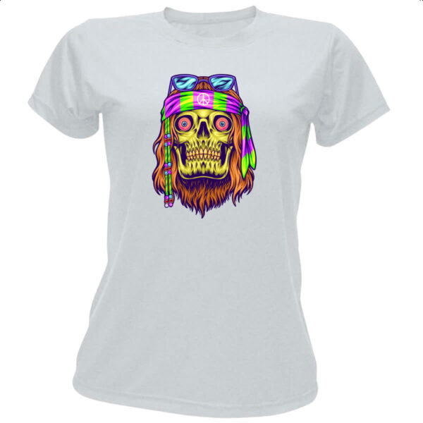 Camiseta Baby Look Caveira Hippie
