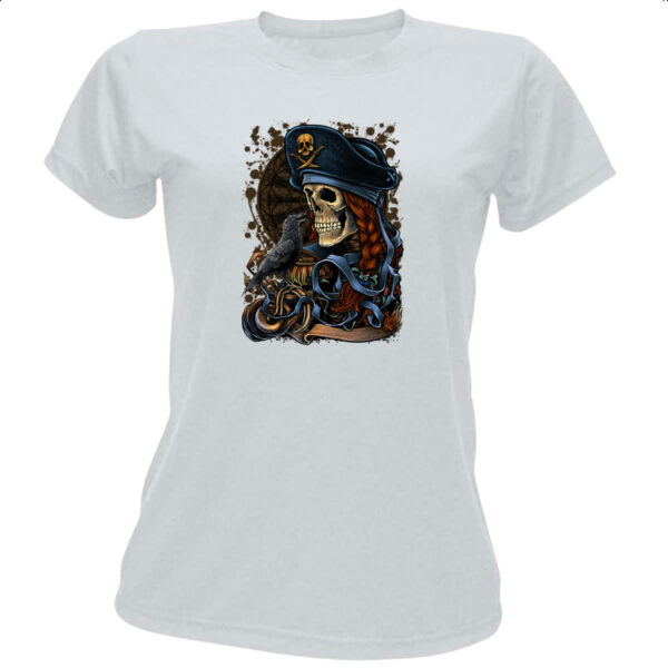 Camiseta Baby Look Caveira pirata