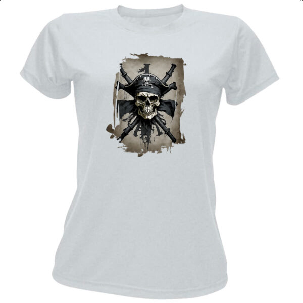 Camiseta Baby Look Caveira pirata pano