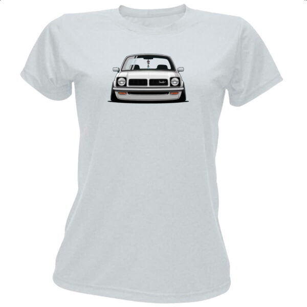 Camiseta Baby Look Chevette segunda geracao frente branco