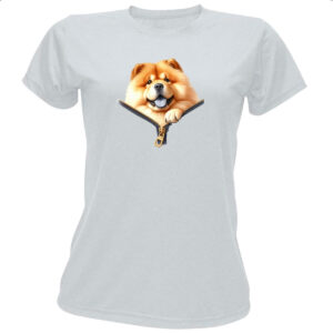 Camiseta Baby Look Chow Chow no Ziper