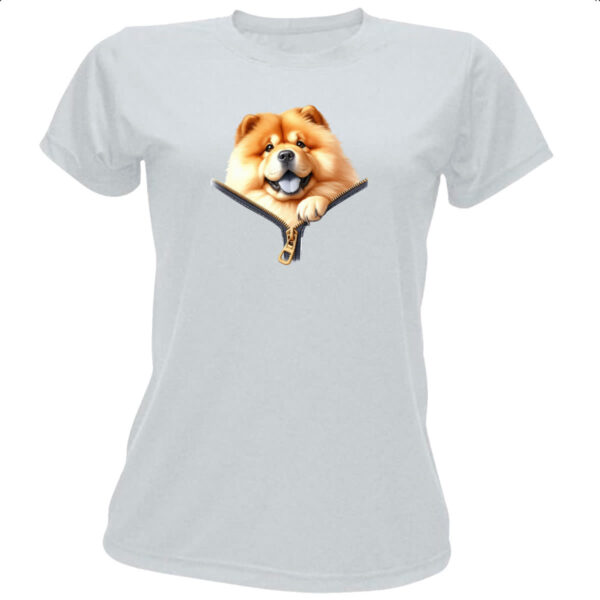 Camiseta Baby Look Chow Chow no Ziper