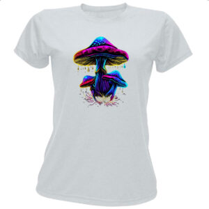 Camiseta Baby Look Cogumelos neon