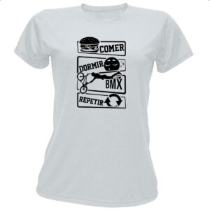 Camiseta Baby Look Comer Dormir BMX Repetir