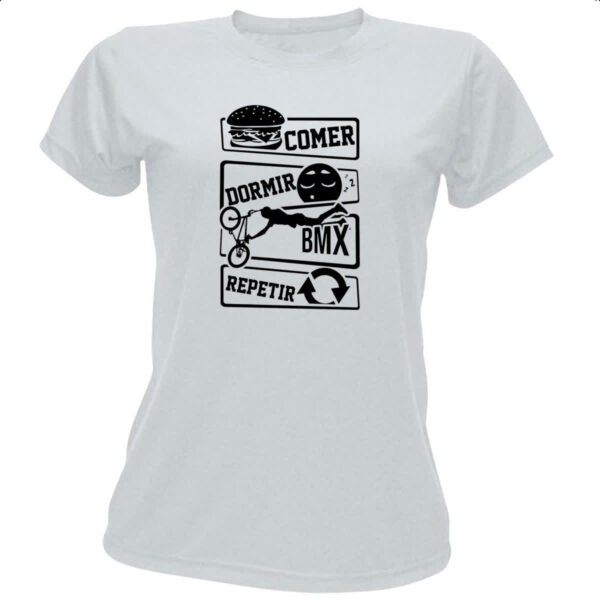 Camiseta Baby Look Comer Dormir BMX Repetir