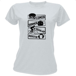 Camiseta Baby Look Comer Dormir Pedalar Repetir