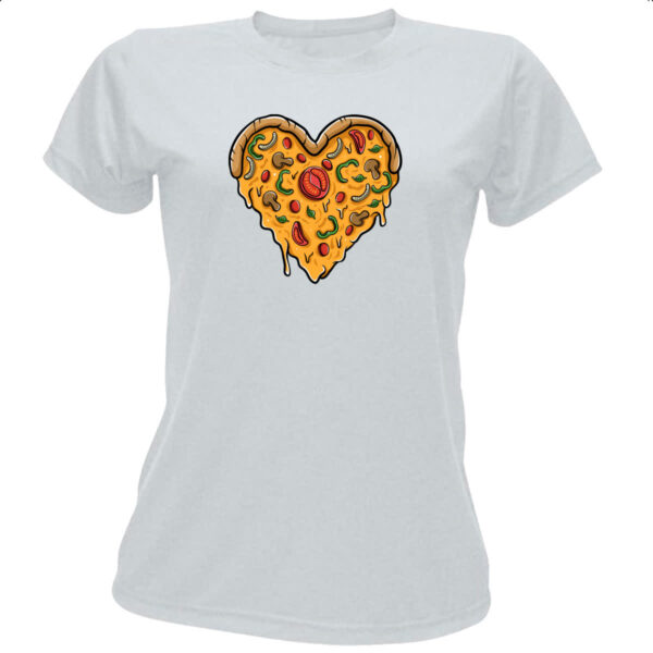Camiseta Baby Look Coracao de pizza