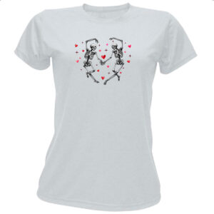 Camiseta Baby Look Coracao esqueletos