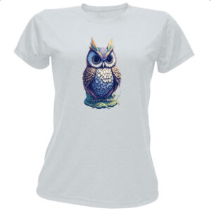 Camiseta Baby Look Coruja Fantasy Art Neon