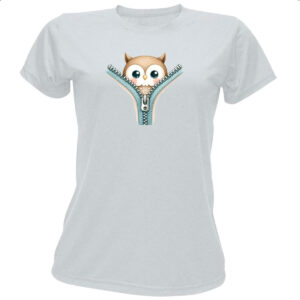 Camiseta Baby Look Coruja no ziper