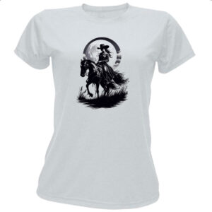 Camiseta Baby Look Cowgirl silhueta ao luar