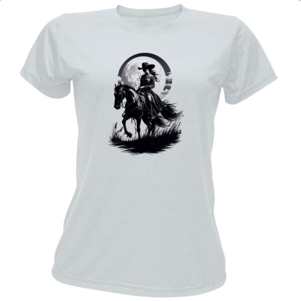 Camiseta Baby Look Cowgirl silhueta ao luar