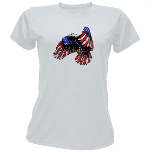 Camiseta Baby Look Aguia penas bandeira EUA