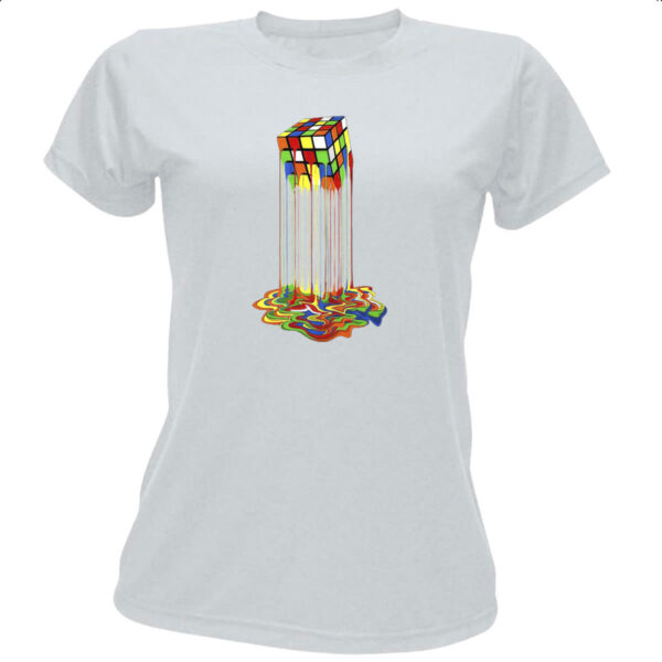 Camiseta Baby Look Cubo magico derretendo