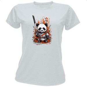 Camiseta Baby Look Cute cartoon panda samurai