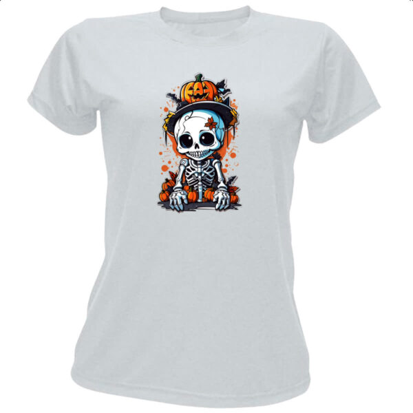 Camiseta Baby Look Cute esqueleto halloween