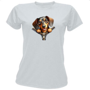 Camiseta Baby Look Dachshund no Ziper