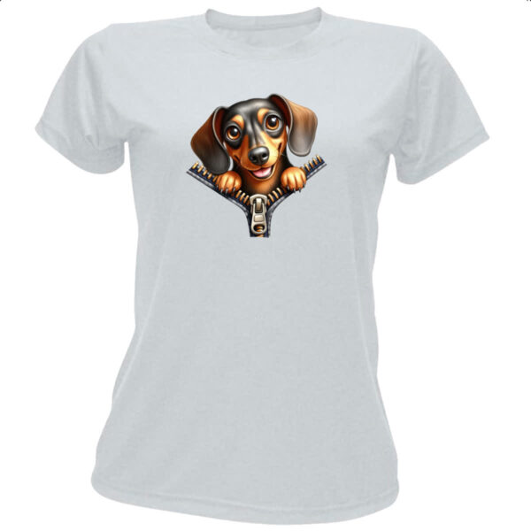 Camiseta Baby Look Dachshund no Ziper