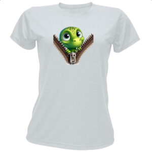 Camiseta Baby Look Dinossauro no ziper