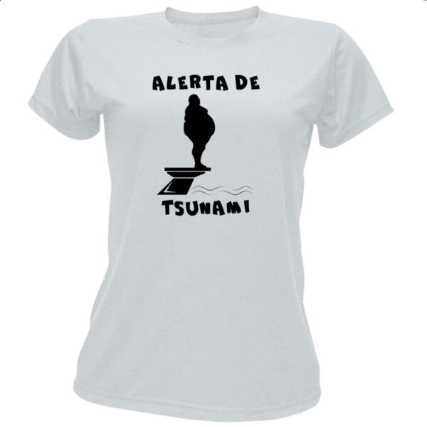 Camiseta Baby Look Alerta de tsunami