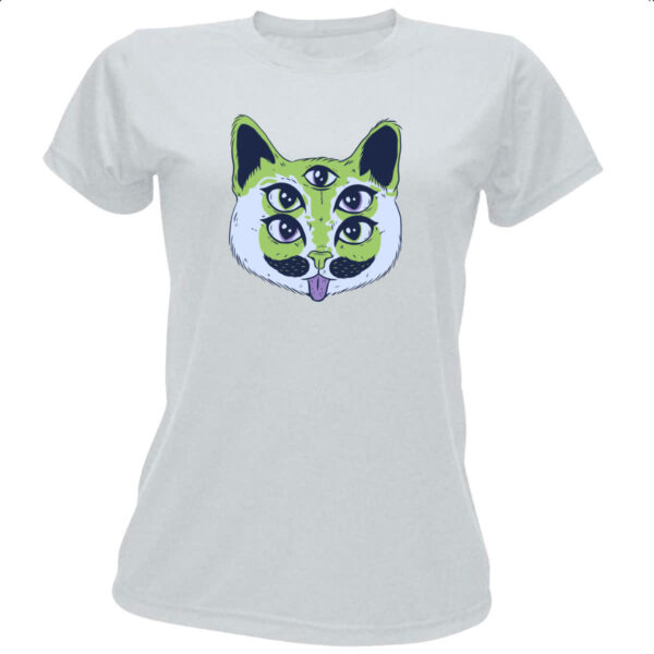 Camiseta Baby Look Alien Cat Gato Alienigena