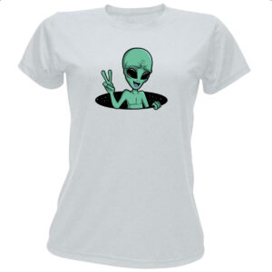 Camiseta Baby Look Alien Paz e amor buraco negro