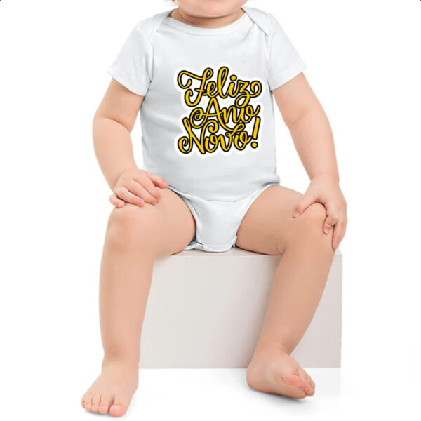 Body infantil Feliz ano novo escrita dourada - Imagem 2