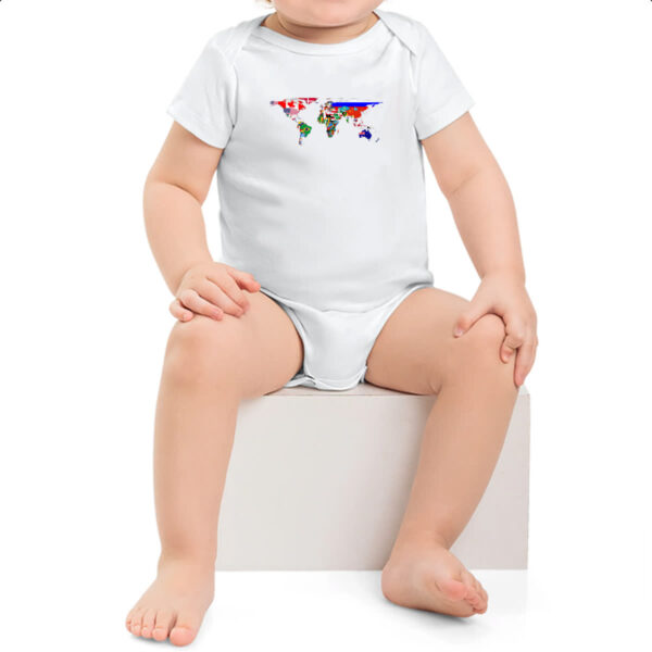 Body infantil Mapa Mundi Bandeiras - Imagem 2