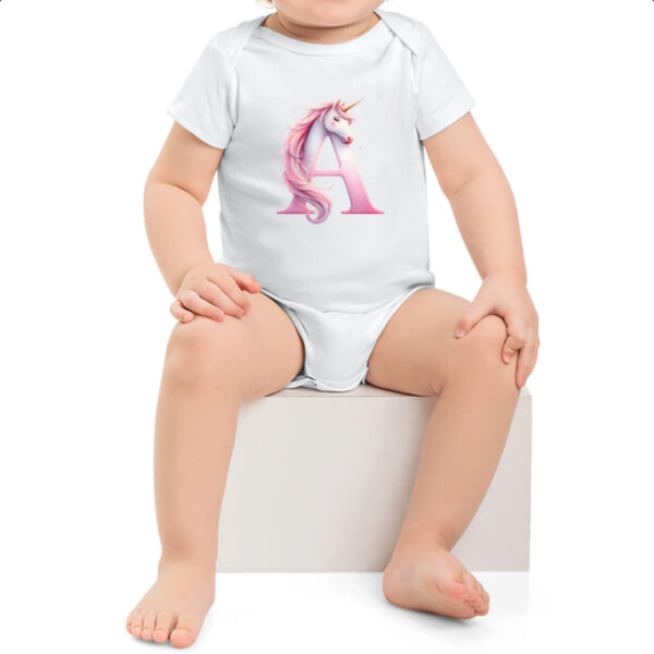 Body infantil Unicornio Alfabeto Letra A - Imagem 2