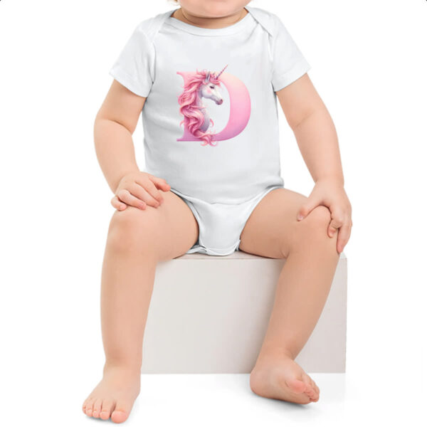 Body infantil Unicornio Alfabeto Letra D - Imagem 2
