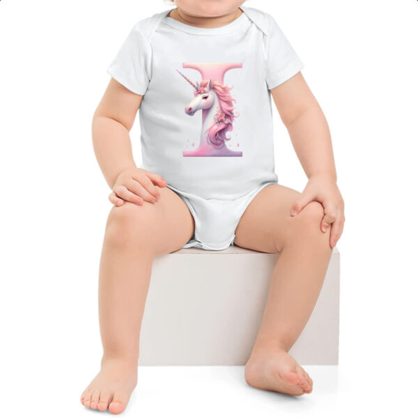 Body infantil Unicornio Alfabeto Letra I - Imagem 2