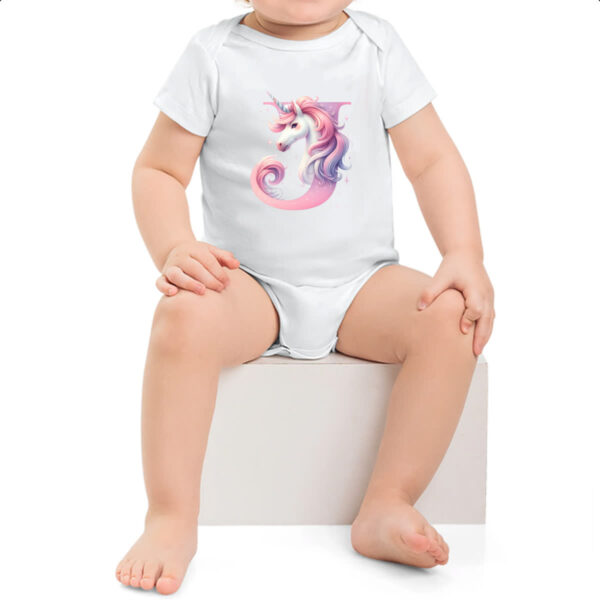 Body infantil Unicornio Alfabeto Letra J - Imagem 2