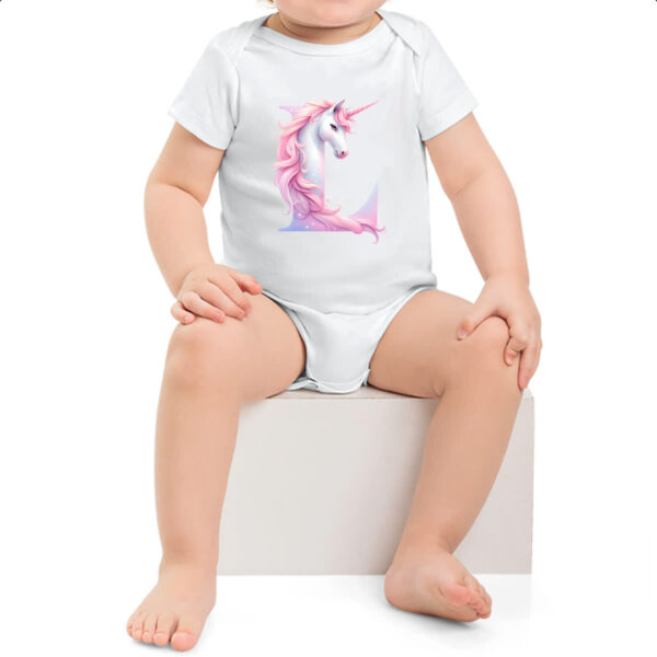 Body infantil Unicornio Alfabeto Letra L - Imagem 2