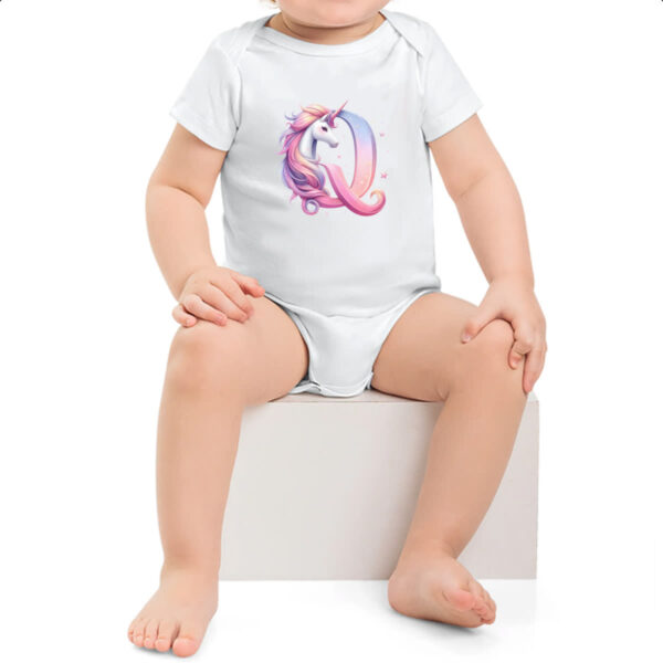 Body infantil Unicornio Alfabeto Letra Q - Imagem 2