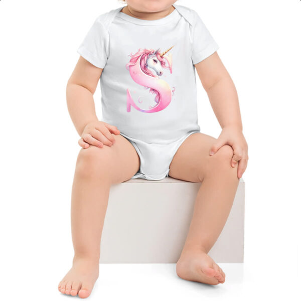 Body infantil Unicornio Alfabeto Letra S - Imagem 2