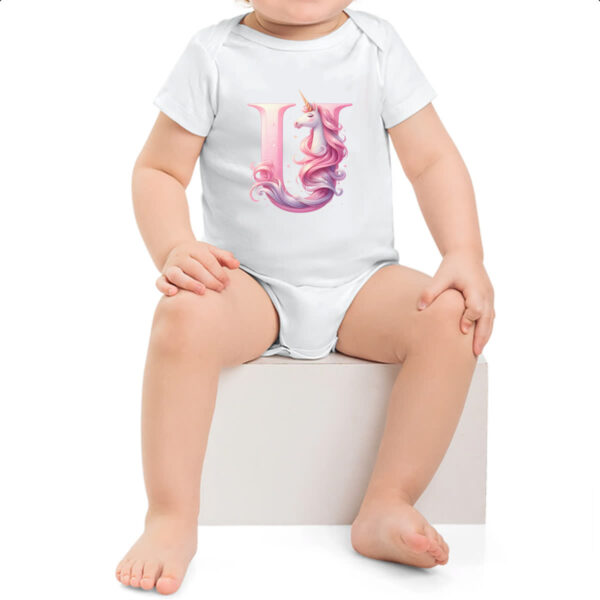 Body infantil Unicornio Alfabeto Letra U - Imagem 2