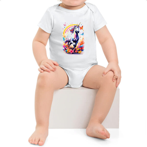 Body infantil Unicornio correndo ao arco-iris - Imagem 2