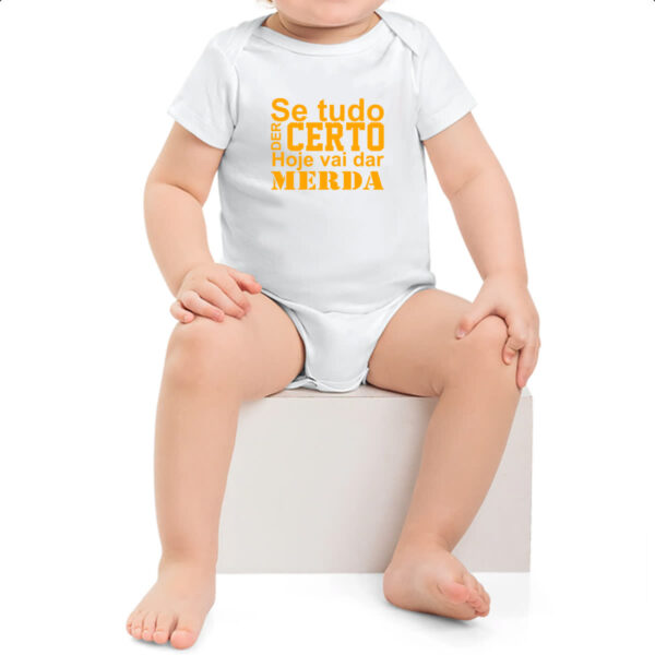 Body infantil Se tudo der certo hoje laranja - Imagem 2