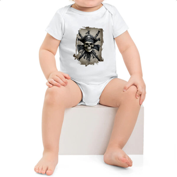 Body infantil Caveira pirata pano - Imagem 2
