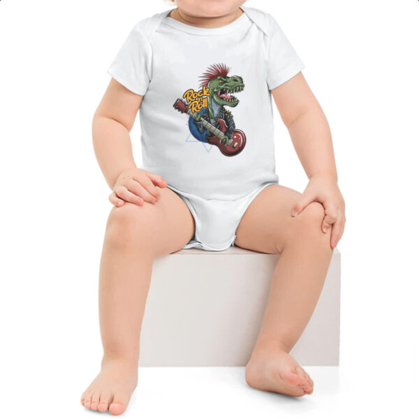 Body infantil Dinossauro Rock and Roll Guitarra - Imagem 2