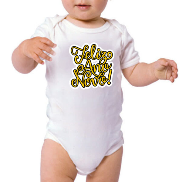 Body infantil Feliz ano novo escrita dourada - Imagem 3