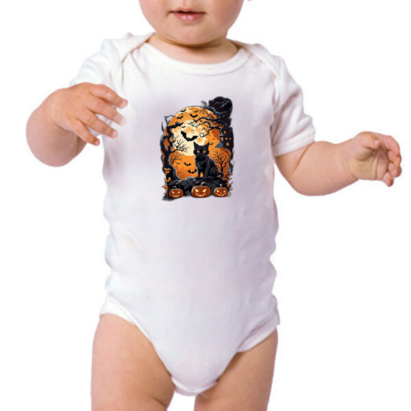 Body infantil Gato Preto Halloween Lua Cheia - Imagem 3