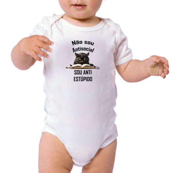 Body infantil Nao sou anti-social sou anti estupido - Imagem 3